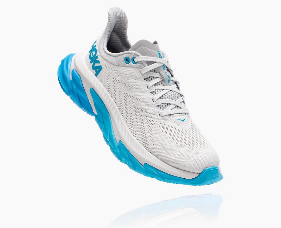 Hoka Womens Running Shoes NZ - Hoka One One Clifton Edge White/Blue (EWL678304)